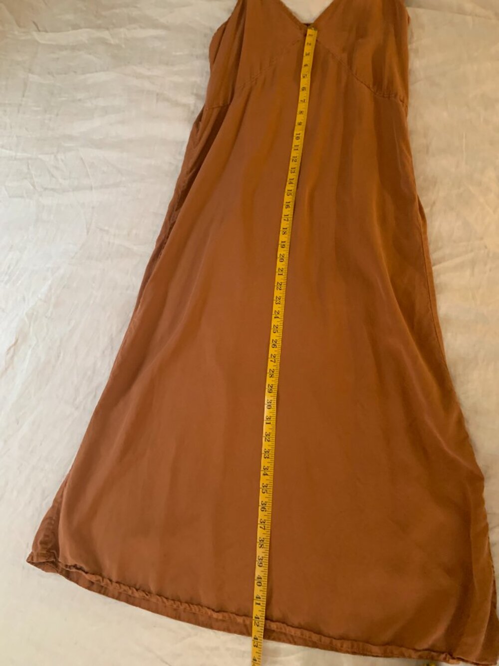 Quince Rust-Brown V-Neck Maxi Slip Dress - Picture 5 of 6